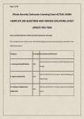 Illinois Security Contractor Licensing Exam ACTUAL EXAM COMPLETE 200 QUESTIONS AND VERIFIED SOLUTIONS LATEST UPDATE THIS YEAR