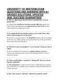UNIVERSITY 101-MIDTERM EXAM QUESTIONS AND ANSWERS WITH A&plus; GRADED SOLUTIONS&comma; UPDATED 2026&comma; SUCCESS GUARANTEED
