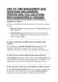 UNIV 101 TIME MANAGEMENT QUIZ QUESTIONS AND ANSWERS&comma; UPDATED 2026&comma; FULL SOLUTIONS WITH GUARANTEED A&plus; GRADING