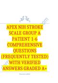 NIHSS GROUP A PATIENTS 1-6 Comprehensive Questions &lpar;Frequently Tested&rpar; with Verified Answers GradeA&plus;