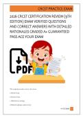 2026 CRCST CERTIFICATION REVIEW &lpar;9TH  EDITION&rpar; EXAM VERIFIED QUESTIONS   AND CORRECT ANSWERS WITH DETAILED  RATIONALES GRADED A&plus; GUARANTEED  PASS ACE YOUR EXAM 