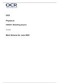 2025 Oxford Cambridge and RSA Examinations &lpar;OCR&rpar; A Level Physics A H556&sol;01 Modelling Physics &ndash; Exam-Ready Examiner Mark Scheme
