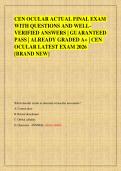 CEN OCULAR ACTUAL FINAL EXAM WITH LATEST QUESTIONS AND  VERIFIED CORRECT ANSWERS &vert;ALREADY GRADEDA&plus;&vert;CEN OCULAR LATEST 2026 EXAM&vert;GUARANTEED PASS &lbrack;BRANDNEW&rsqb;
