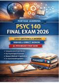 PSYC 140 Final Exam 2026 &ndash; Latest Verified Questions & Correct Answers &vert; Portage Learning Psychology Study Guide &vert; A&plus; Exam Prep