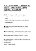 NCLEX ARCHER REVIEW EXAMINATION TEST 2026 FULL QUESTIONS AND CORRECT ANSWERS ALREADY PASSED