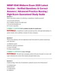 NRNP 6540 Midterm Exam 2026 Latest Version &ndash; Verified Questions & Correct Answers &vert; Advanced Practice Nursing &vert; High-Score Guaranteed Study Guide