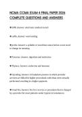 NCMA CCMA EXAM 4 FINAL PAPER 2026 COMPLETE QUESTIONS AND ANSWERS