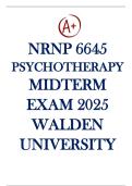 NRNP 6645 PSYCHOTHERAPY MIDTERM EXAM 2025 WALDEN UNIVERSITY