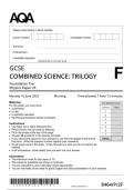 AQA GCSE COMBINED SCIENCE&colon; TRILOGY Foundation Tier Physics Paper 2F 8464&sol;P&sol;2F JUNE 2025