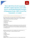 WGU C483 FINAL EXAM Actual Exam 2026&sol;2027 Complete Questions and Verified Answers with Detailed Rationales Principles of Management Grade A 100&percnt; Correct Pass Guaranteed - A&plus; Graded