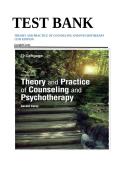 Test Bank for Theory and Practice of Counseling and Psychotherapy&comma; 11th Edition by Gerald Corey &lpar;ISBN 978‑1305966286&rpar; &ndash; Complete Verified Questions & Answers &vert; A&plus; Exam Prep Guide
