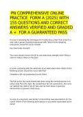 PN COMPREHENSIVE ONLINE PRACTICE  FORM A &lpar;2025&rpar; WITH 155 QUESTIONS AND CORRECT ANSWERS VERIFIED AND GRADED A &plus;  FOR A GUARANTEED PASS