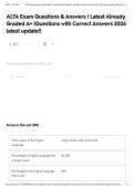 ALTA Exam Questions & Answers &vert; Latest Already Graded A&plus; &vert;Questions with Correct Answers 2026 latest update&excl;&excl;
