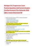 Michigan PLC Programmer Exam  Practice Questions And Correct Answers  &lpar;Verified Answers&rpar; Plus Rationale 2026  Q&A&vert; Instant Download Pdf 
