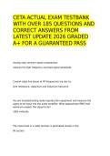 CETA ACTUAL EXAM TESTBANK WITH OVER 185 QUESTIONS AND CORRECT ANSWERS FROM LATEST UPDATE 2026 GRADED A&plus; FOR A GUARANTEED PASS