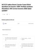 NCCCO Lattice Boom Crawler Crane EXAM Questions & Answers &vert; 100&percnt; Verified solutions &vert;Questions with Correct Answers 2026 latest update&excl;&excl;