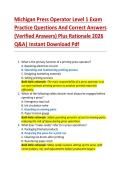 Michigan Press Operator Level 1 Exam  Practice Questions And Correct Answers  &lpar;Verified Answers&rpar; Plus Rationale 2026  Q&A&vert; Instant Download Pdf 