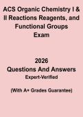 ACS Organic Chemistry I & II Reactions&comma; Reagents & Functional Groups Study Guide PDF &vert; Comprehensive Orgo Review