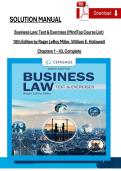 Business Law Text & Exercises 10th Edition Miller Hollowell SOLUTION MANUAL &vert; 2025 Update &vert; Graded A&plus; &vert; Chapters 1-43 Complete