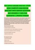 PEST CONTROL COLORADO STATE TEST COMPLETE STUDY GUIDE 2026&sol;2027 WITH VERIFIED QUESTIONS AND ANSWERS &vert;&vert; GUARANTEED PASS &vert; NEWEST VERSION