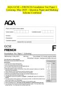 AQA GCSE - FRENCH-Foundation Tier Paper 1 Listening- May 2025 - Question Paper and Marking Scheme Combined