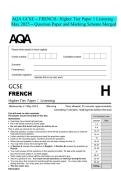AQA GCSE - FRENCH- Higher Tier Paper 1 Listening May 2025 - Question Paper and Marking Scheme Merged