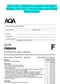 AQA GCSE - FRENCH- Foundation Tier Paper 3 Reading - May 2025 - Question Paper and Marking Scheme Merged