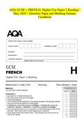 AQA GCSE - FRENCH- Higher Tier Paper 3 Reading May 2025 - Question Paper and Marking Scheme Combined