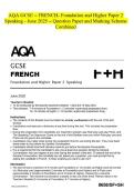 AQA GCSE - FRENCH- Foundation and Higher Paper 2 Speaking - June 2025 - Question Paper and Marking Scheme Combined