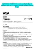AQA GCSE &ndash; FRENCH- Foundation and Higher Paper 2 Speaking - June 2025 - Question Paper and Marking Scheme Merged
