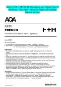 AQA GCSE - FRENCH- Foundation and Higher Paper 2 Speaking - June 2025 - Question Paper and Marking Scheme Merged