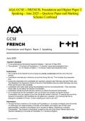 AQA GCSE - FRENCH- Foundation and Higher Paper 2 Speaking - June 2025 - Question Paper and Marking Scheme Combined