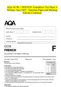 AQA GCSE - FRENCH- Foundation Tier Paper 4 Writing- June 2025 - Question Paper and Marking Scheme Combined