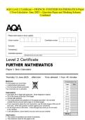 AQA Level 2 Certificate - FRENCH- FURTHER MATHEMATICS-Paper 1 Non-Calculator- June 2025 - Question Paper and Marking Scheme Combined