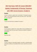 ASU Final Exam&colon; NUR 352 &lpar;Latest 2026&sol;2027 Update&rpar; Fundamentals of Nursing &vert; Questions with 100&percnt; Correct Answers &vert; Graded A&period;