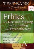 Full Test Bank for Ethics and Decision Making in Counseling and Psychotherapy&comma; 5th Edition by Robert Rocco Cottone&comma; Vilia Tarvydas&comma; and Michael T&period; Hartley &lpar;2026&rpar;&semi; Complete Chapter-by-Chapter Coverage&semi; Verified Questions & Correct Answers&semi; Detailed Rationa