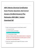 ABYC Marine Electrical Certification  Exam Practice Questions And Correct  Answers &lpar;Verified Answers&rpar; Plus  Rationales 2026 Q&A &vert; Instant  Download Pdf 