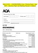 AQA GCSE - ENGINEERING-Unit 1 Written Paper- June 2025 - Question Paper and Marking Scheme Combined