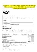 AQA GCSE - BUSINESS-Paper 1 Influences of operations and HRM on business activity- May 2025 - Question Paper and Marking Scheme Combined