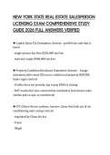 NEW YORK STATE REAL ESTATE SALESPERSON LICENSING EXAM COMPREHENSIVE STUDY GUIDE 2026 FULL ANSWERS VERIFIED