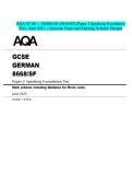 AQA GCSE - GERMAN-&lpar;8668&sol;SF&rpar;-Paper 2 Speaking Foundation Tier- June 2025 - Question Paper and Marking Scheme Merged