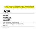 AQA GCSE - GERMAN-&lpar;8668&sol;SF&rpar;-Paper 2 Speaking Foundation Tier- June 2025 - Question Paper and Marking Scheme Combined
