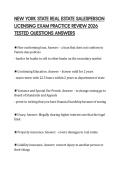 NEW YORK STATE REAL ESTATE SALESPERSON LICENSING EXAM PRACTICE REVIEW 2026 TESTED QUESTIONS ANSWERS