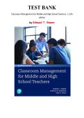 Test Bank for Classroom Management for Middle and High School Teachers&comma; 11th edition by Edmund T&period; Emmer&comma; Chapter 1-12 &vert; All Chapters