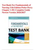 Test Bank For Fundamentals of  Nursing 11th Edition Potter Perry  Chapter 1-50 &vert; Complete Guide  Newest Version 2026&sol;2027