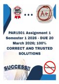 PAR1501 Assignment 1 Semester 1 2026 - DUE 20 March 2026&semi; 100&percnt; CORRECT AND TRUSTED SOLUTIONS