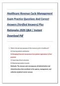 Healthcare Revenue Cycle Management  Exam Practice Questions And Correct  Answers &lpar;Verified Answers&rpar; Plus  Rationales 2026 Q&A &vert; Instant  Download Pdf 