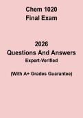 Chem 1020 Final Exam Study Guide PDF &vert; Practice Test&comma; Questions & Comprehensive Review