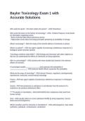 Baylor Toxicology Exam 1 with Accurate Solutions