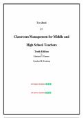 Test Bank for Classroom Management for Middle and High School Teachers&comma; 10th edition by Edmund T&period; Emmer&comma; Chapter 1-12  &vert;All Chapters 